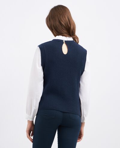 Gilet tricot con inserto blusa donna detail 1