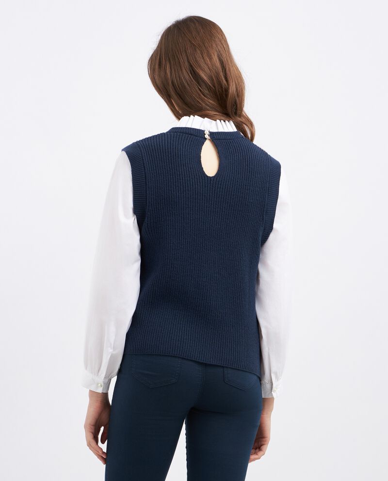 Gilet tricot con inserto blusa donna single tile 1 cotone