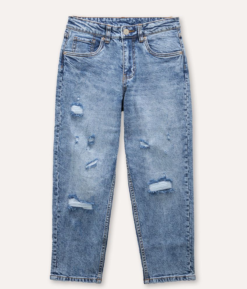 Jeans ripped in cotone stretch ragazzo double 1 cotone