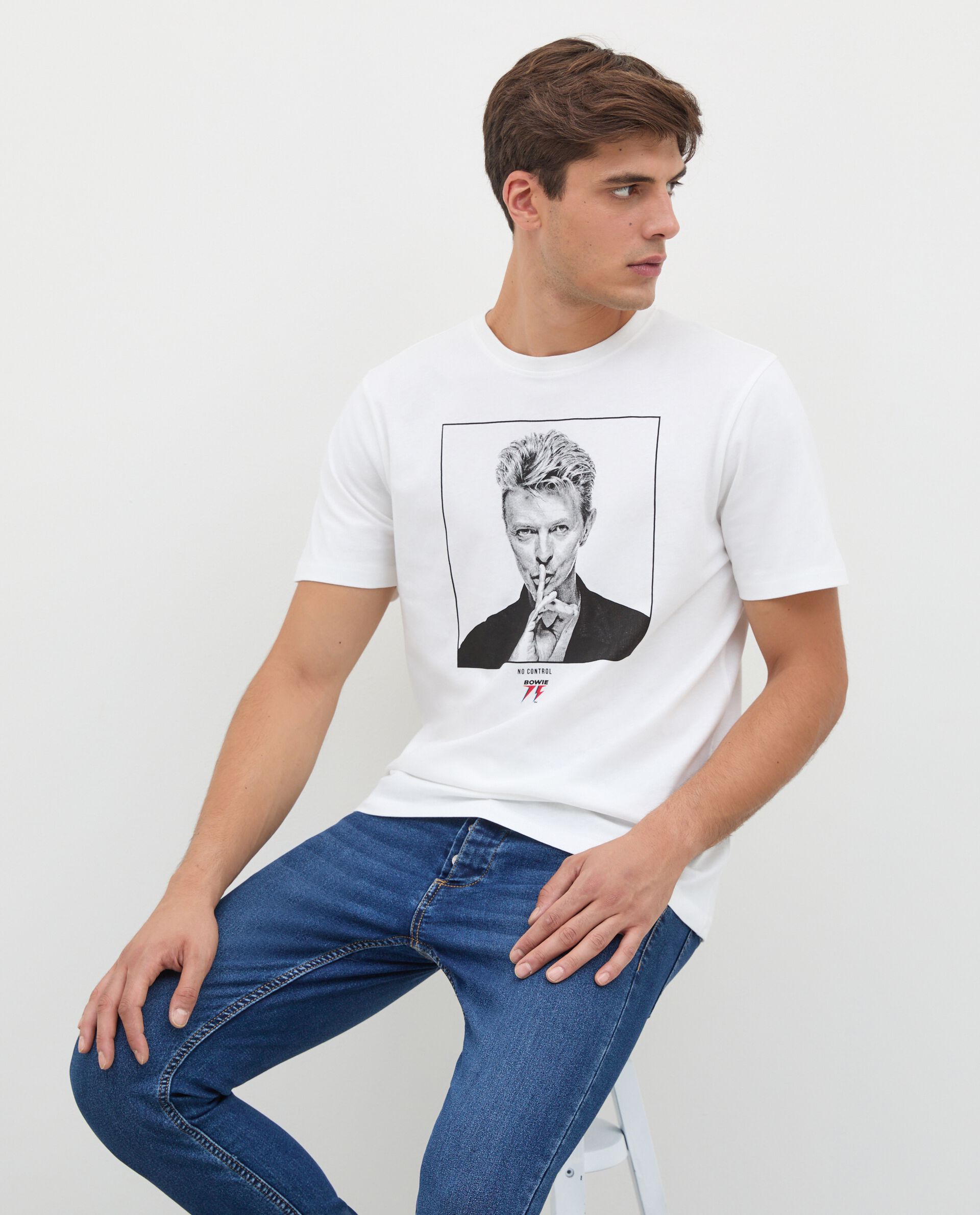 T-shirt in puro cotone con stampa Bowie uomo