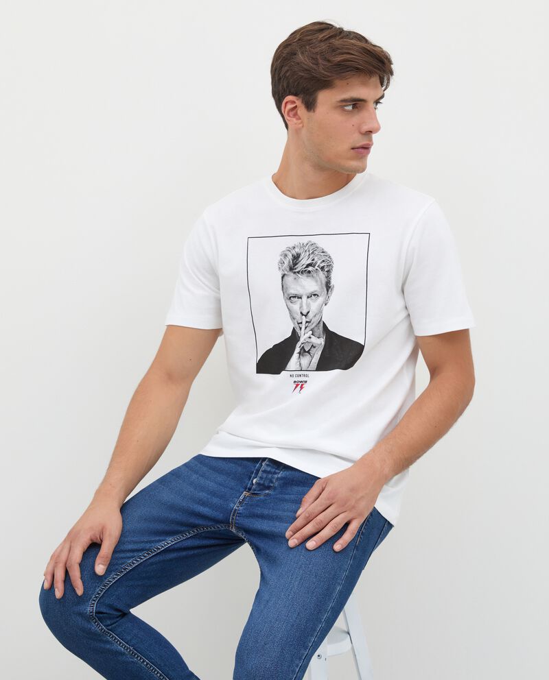 T-shirt in puro cotone con stampa Bowie uomo cover