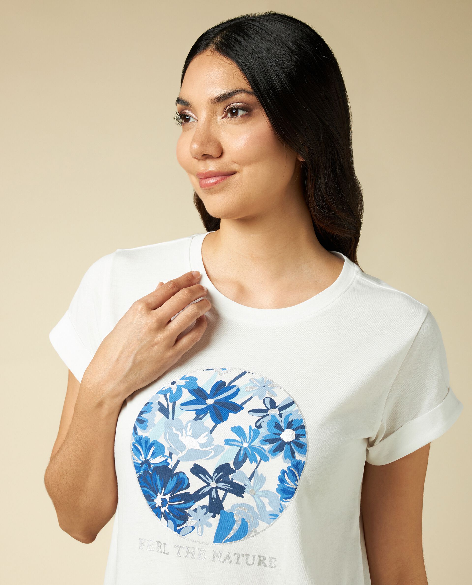 T-shirt in puro cotone con stampa donna