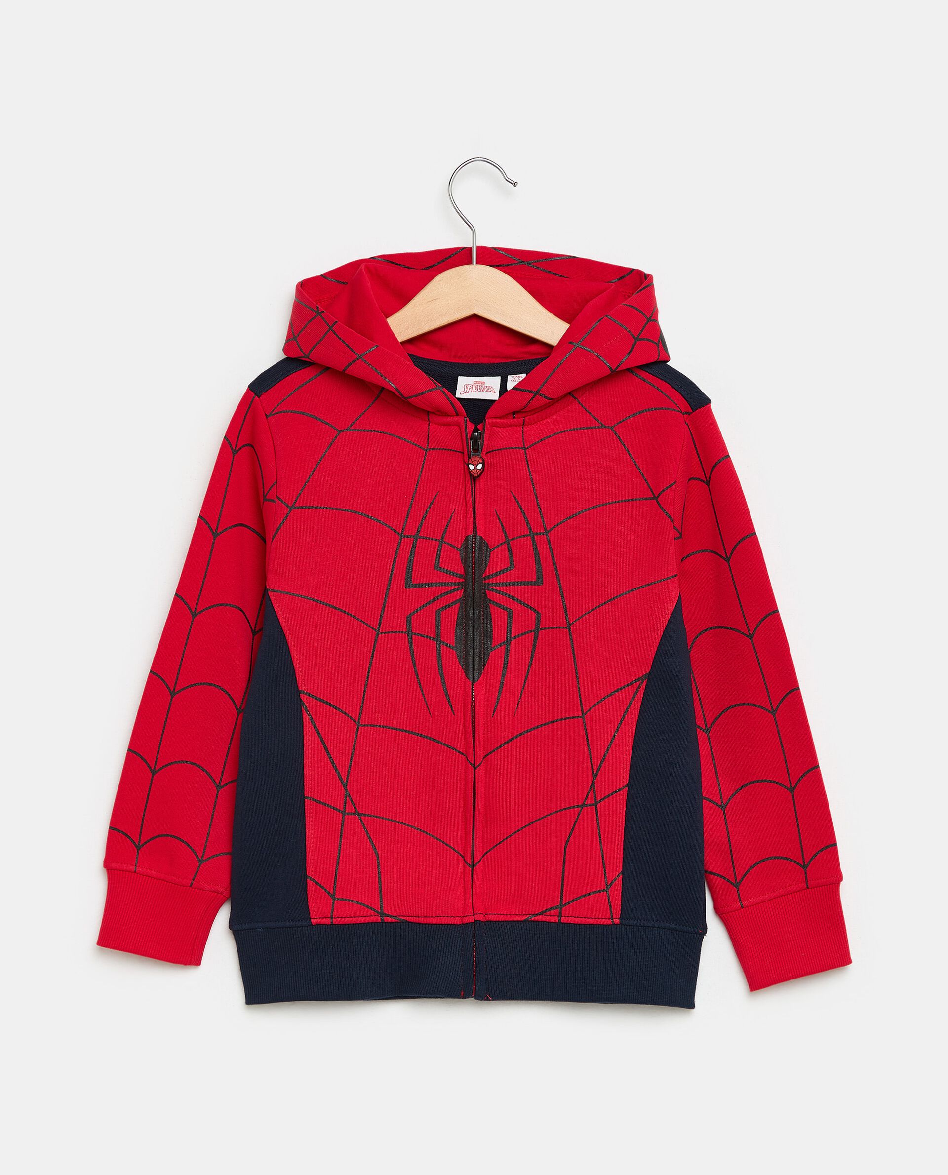 Felpa con zip stampa Spider-Man in puro cotone bambino