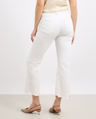 Pantaloni in denim di puro cotone con ricamo donna detail 1