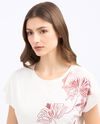 T-shirt floreale in puro cotone donna