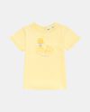 T-shirt con stampa e bordi arricciati in cotone elasticizzato neonata