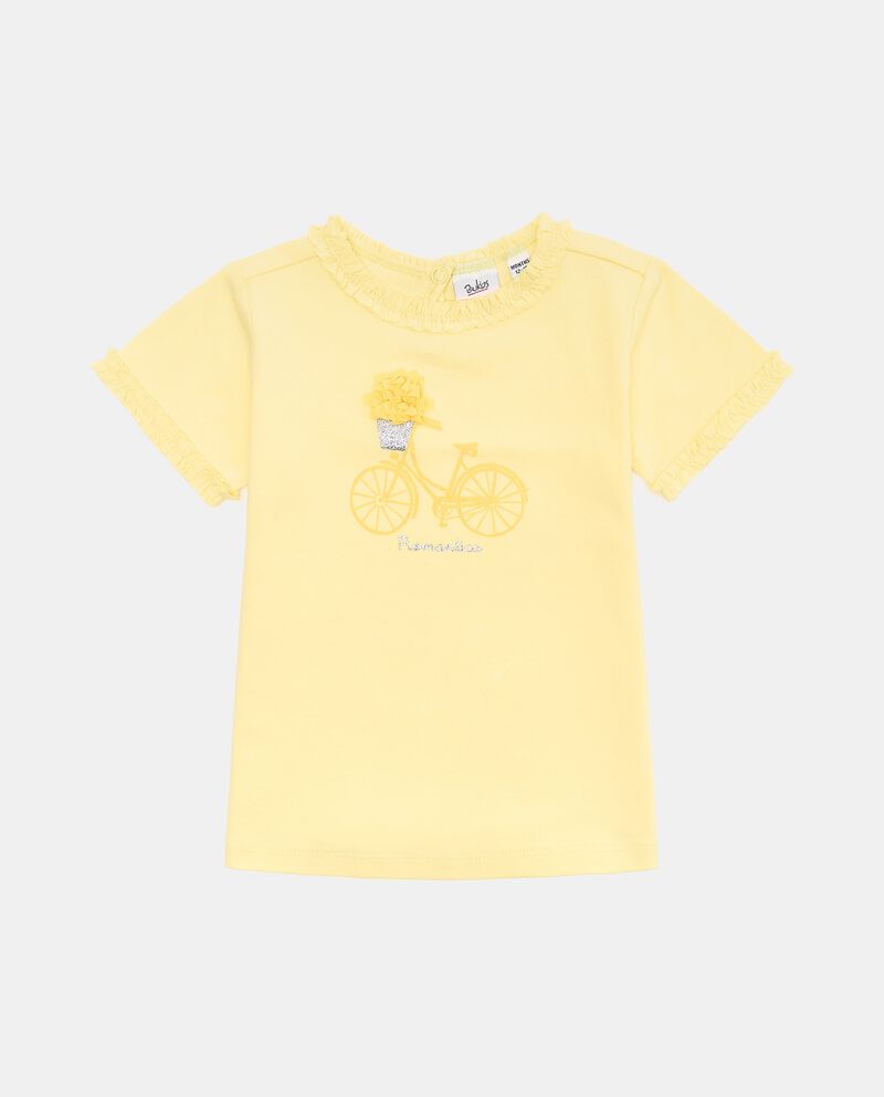 T-shirt con stampa e bordi arricciati in cotone elasticizzato neonata cover