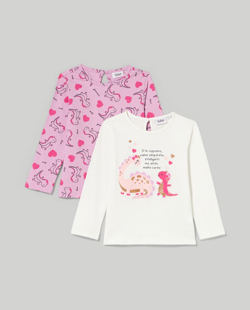 Pack 2 t-shirt in puro cotone a maniche lunghe neonata cover