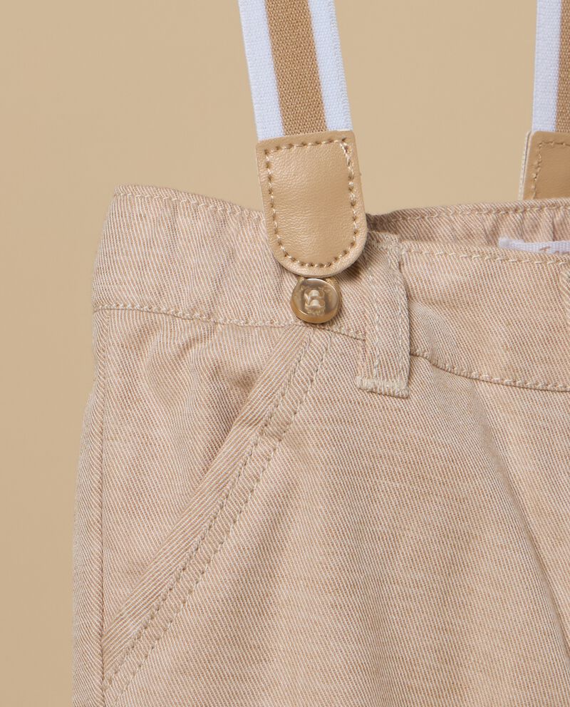 Pantaloni IANA in misto lino con bretelle neonato single tile 1 cotone