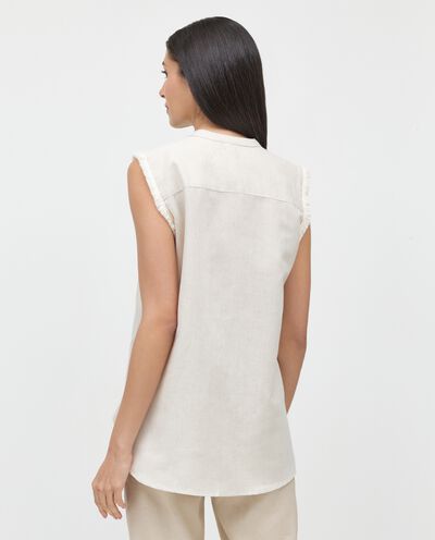 Camicia smanicata in misto lino e cotone donna detail 1