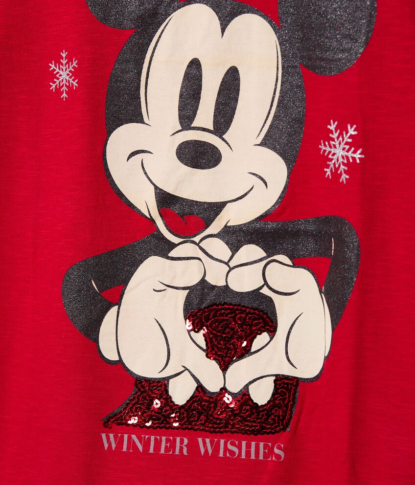 T-Shirt con stampa Mickey Mouse natalizia donna double 2 