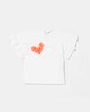 T-shirt in cotone elasticizzato con cuore ricamato neonata