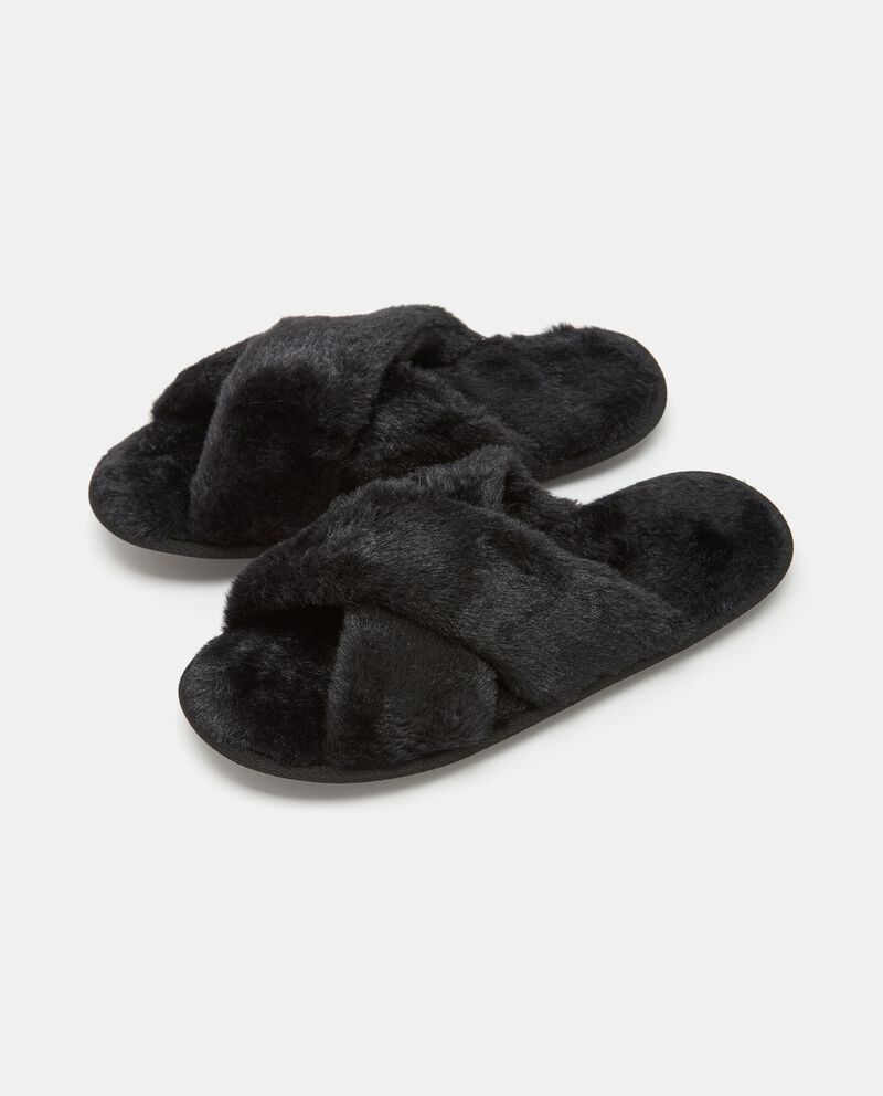 Pantofola aperta in eco fur donna cover