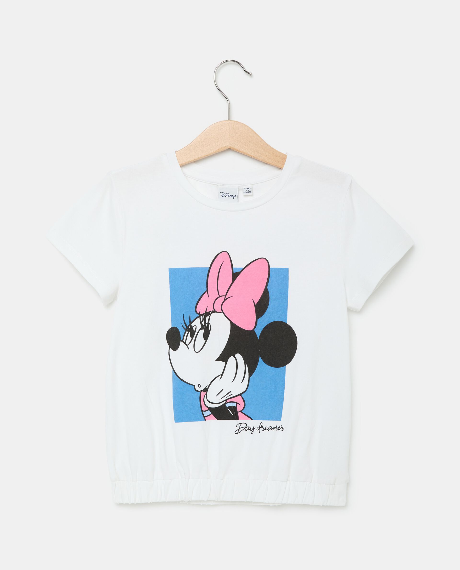 T-shirt girocollo con stampa Minnie in cotone elasticizzato bambina