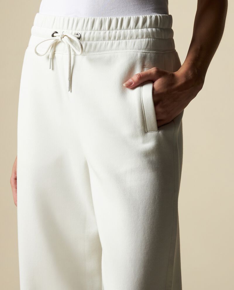 Pantaloni wide leg con spacchetto donna single tile 2 cotone