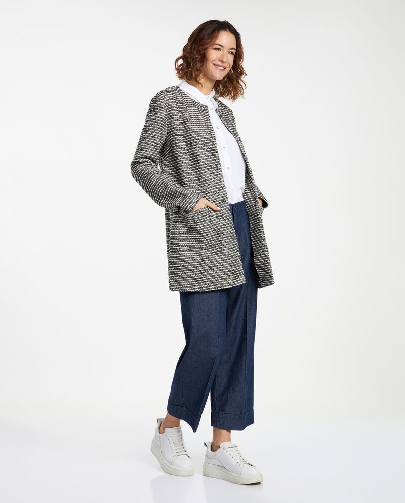 Cappottino fancy in tricot e filo lurex donna single tile 0 cotone