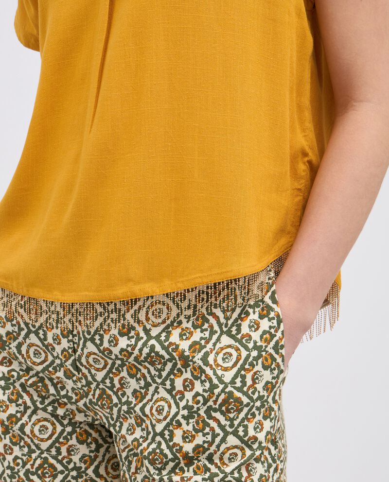 Blusa in misto lino con applicazioni sul fondo donna single tile 2 cotone