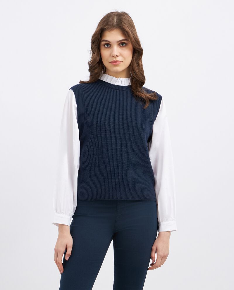 Gilet tricot con inserto blusa donna cover