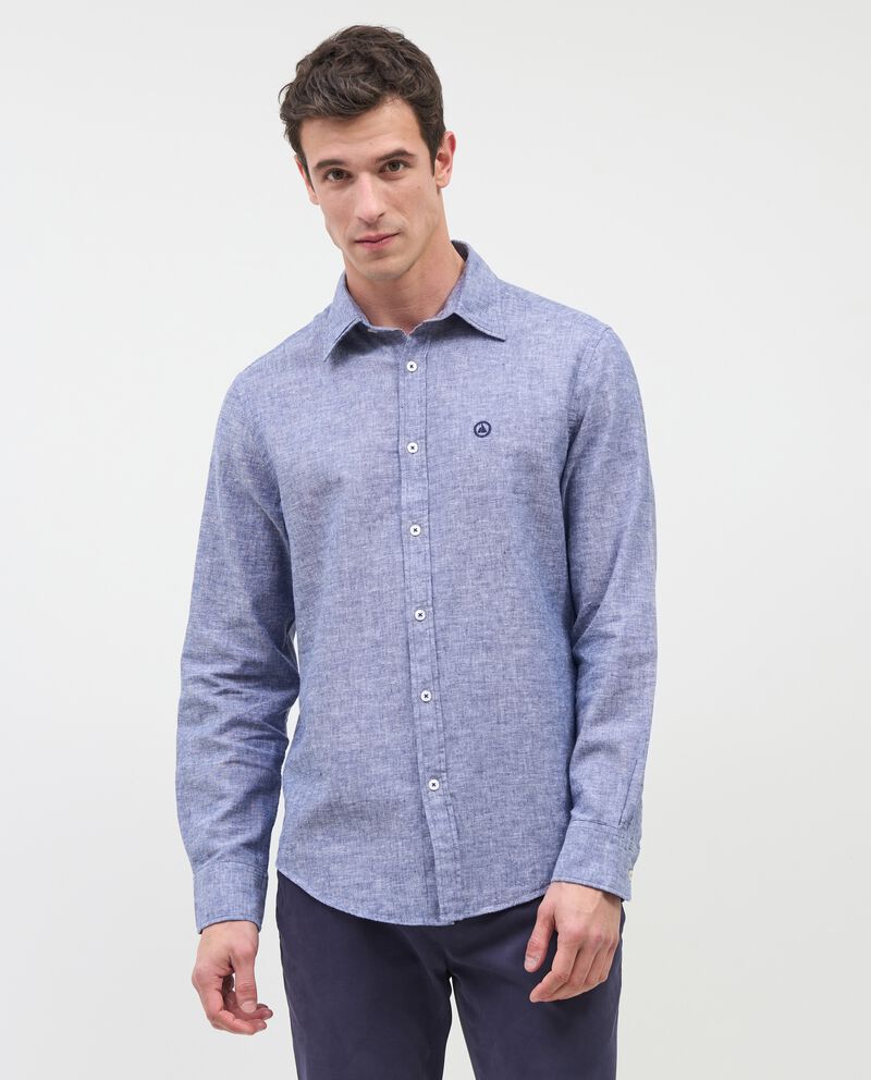 Camicia in lino misto cotone uomo single tile 0 