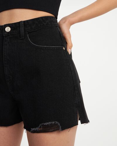 Shorts ripped in denim di puro cotone donna detail 2