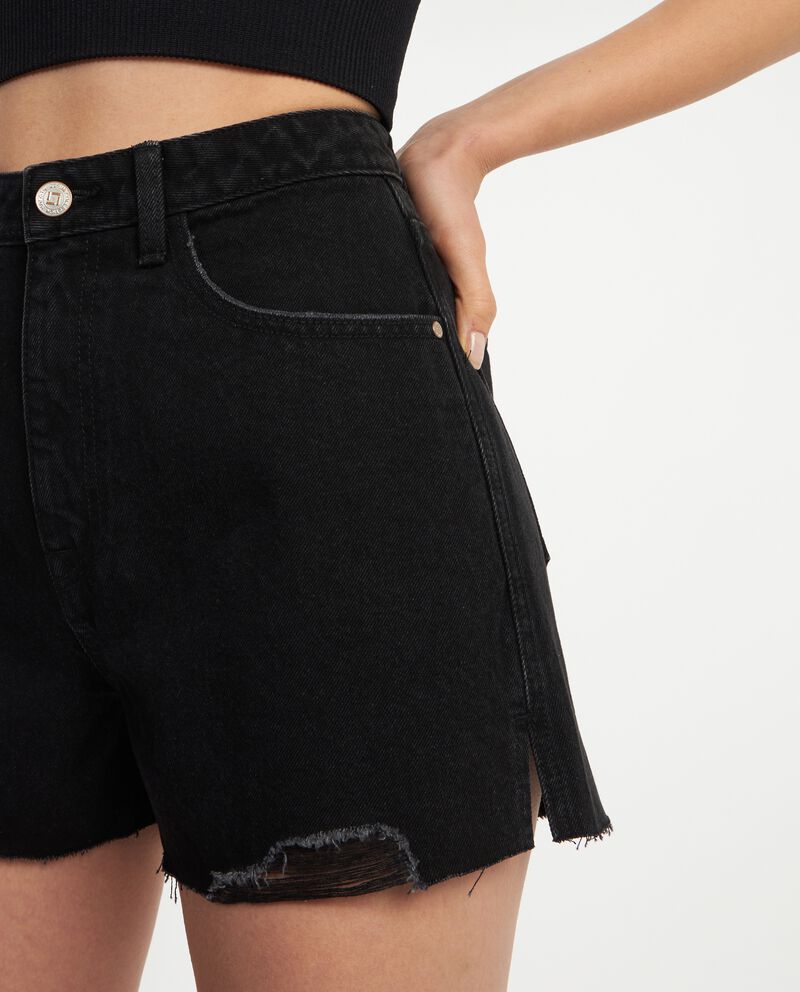 Shorts ripped in denim di puro cotone donna single tile 2 
