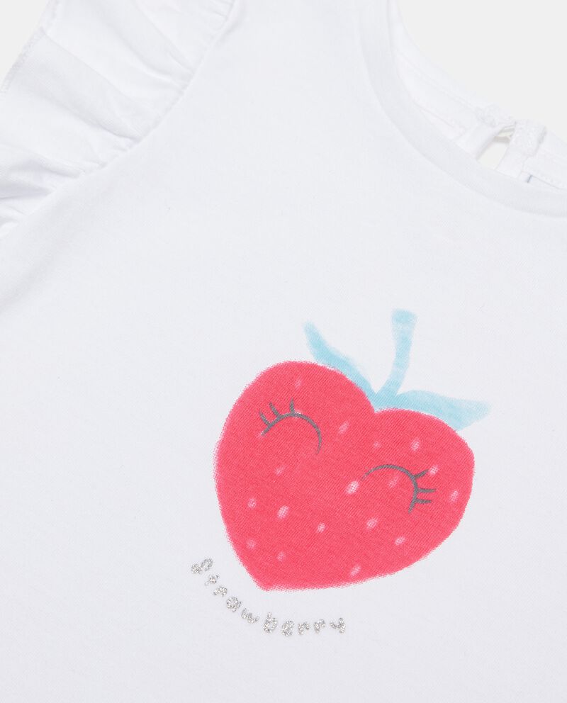 T-shirt stampata in puro cotone con rouches e glitter neonata single tile 1 