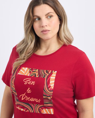 T-shirt in puro cotone con stampa donna curvy detail 2