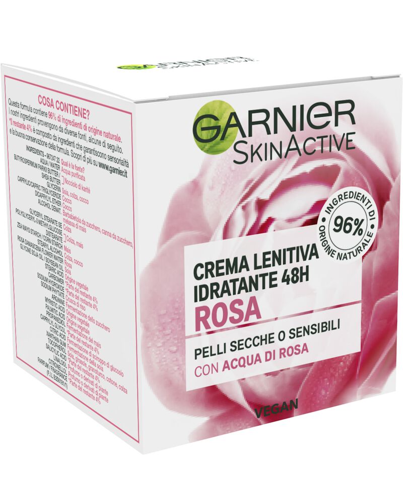 Garnier Crema Viso Idratante Lenitiva SkinActive, Ideale per Pelli Secche o Sensibili, Arricchita con Acqua di Rosa, 50 ml. single tile 3 