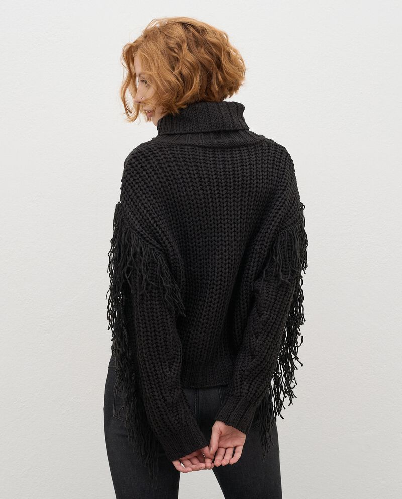 Maglione tricot a collo alto con frange donna single tile 1 null