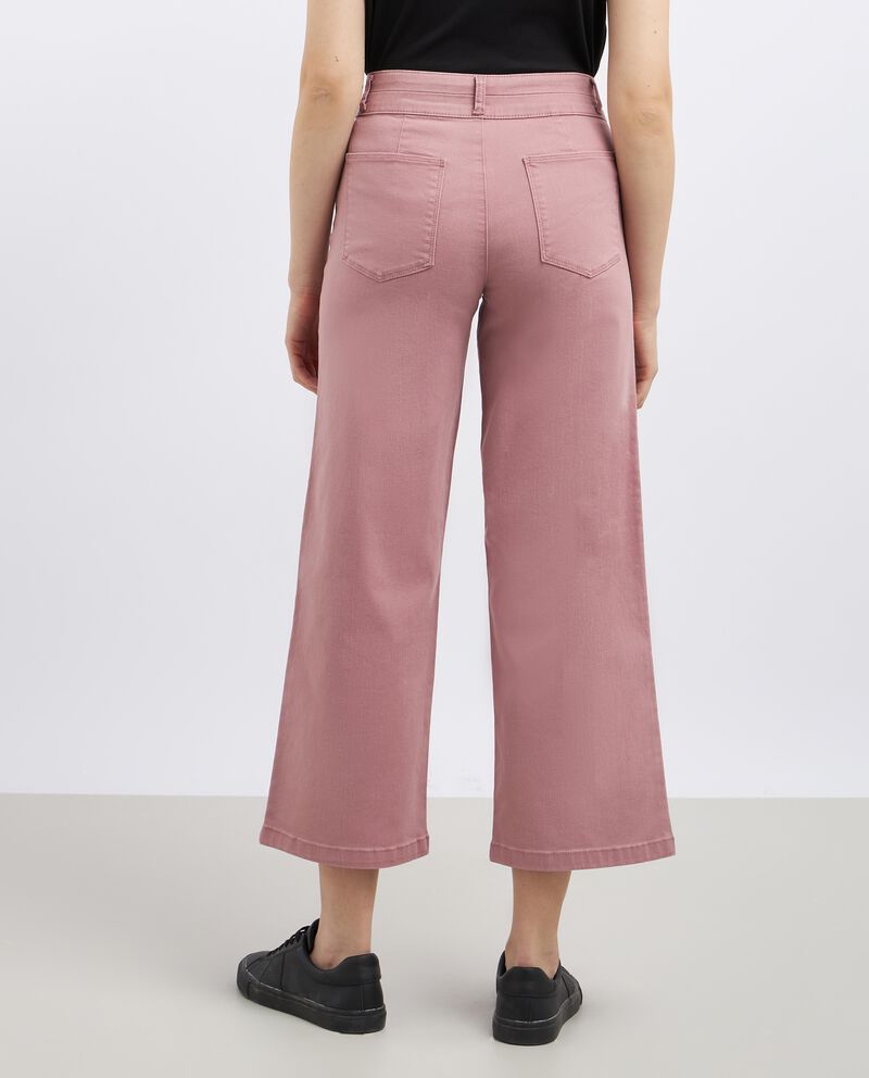 Pantaloni in denim di cotone stretch wide leg single tile 2 cotone