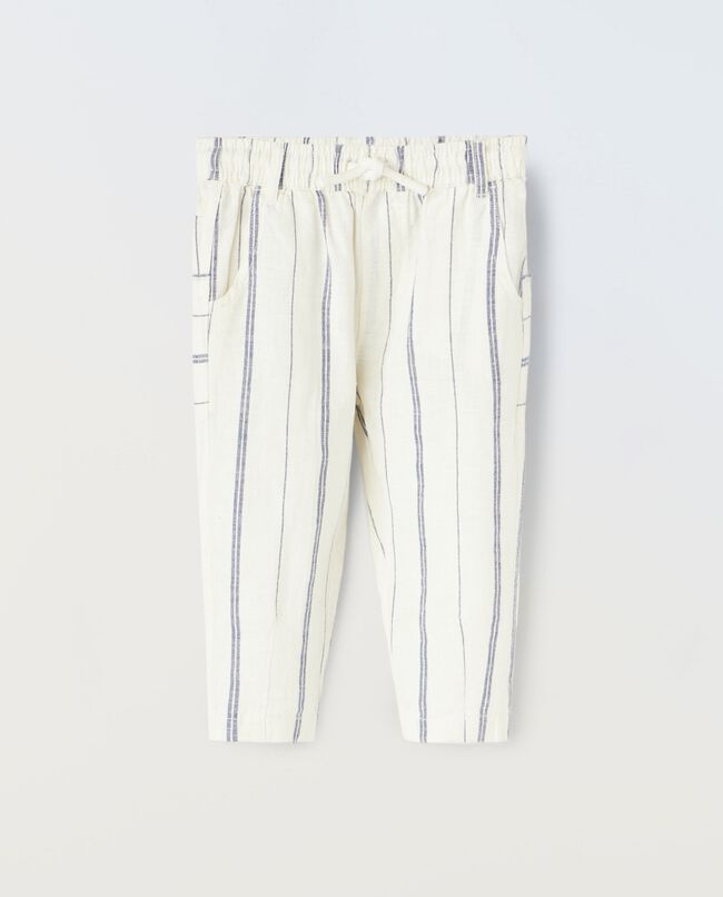 Pantaloni rigati in misto lino neonato carousel 0