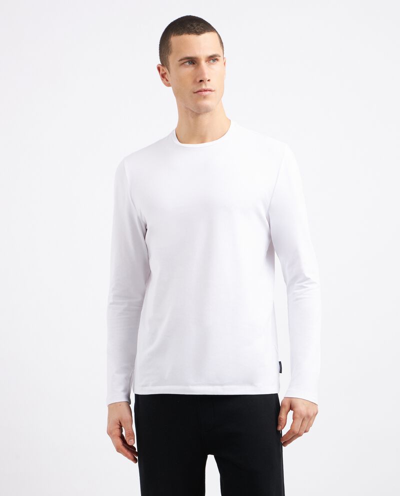 T-shirt a maniche lunghe in cotone stretch uomo single tile 0 