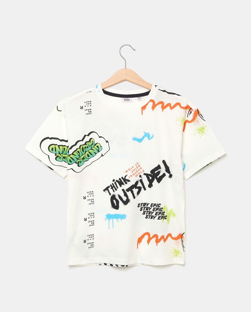 T-shirt in puro cotone con stampa graffiti ragazzo cover