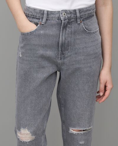 Jeans mom fit con strappi in puro cotone donna detail 2
