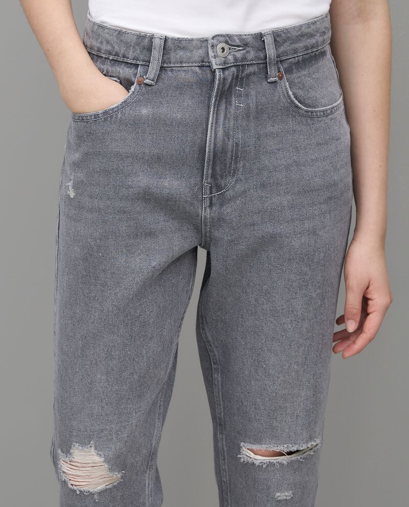 Jeans mom fit con strappi in puro cotone donna single tile 2 