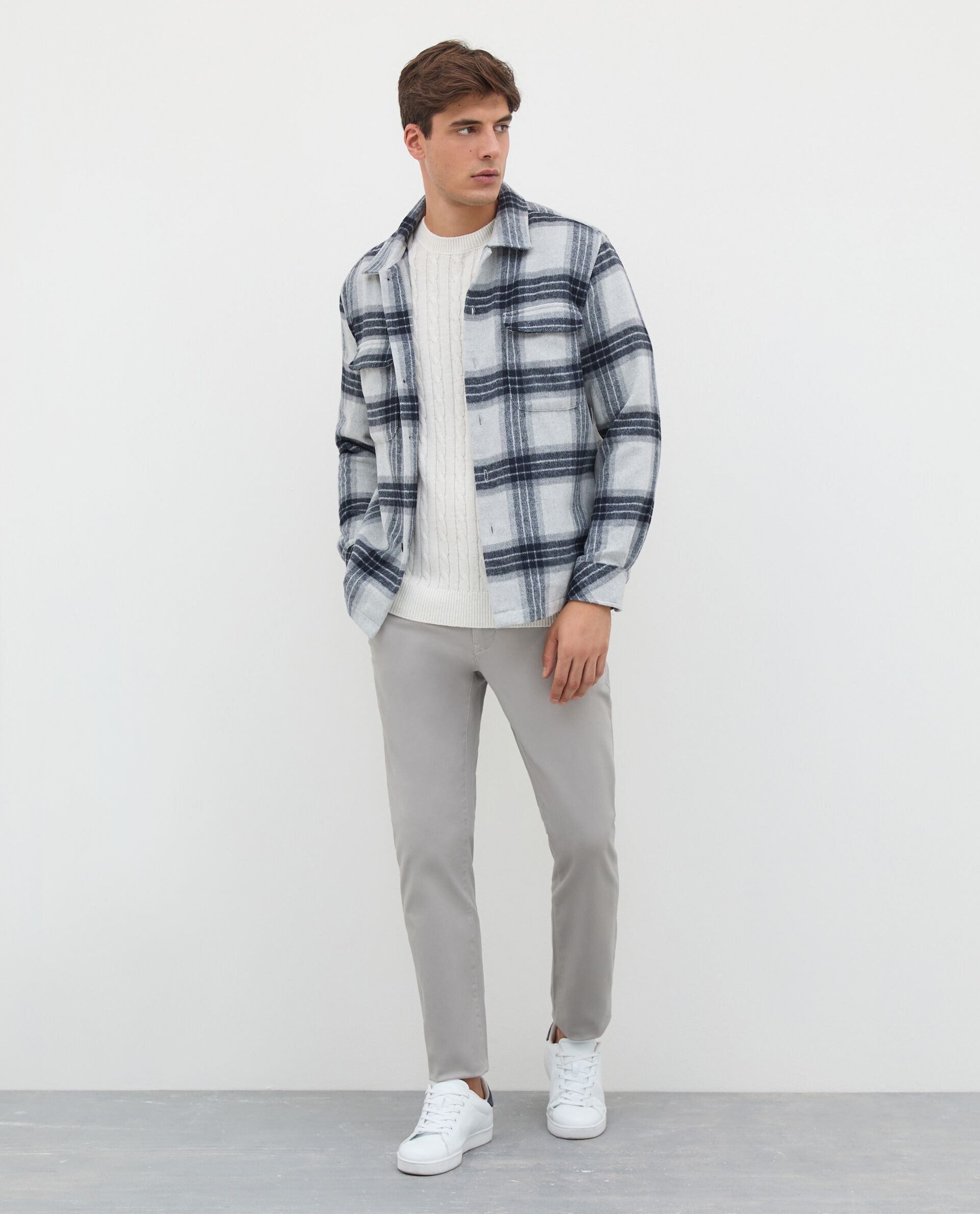 Camicia in flanella di misto lana a quadri uomo