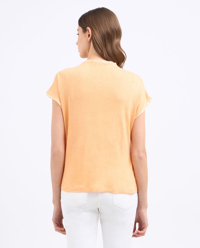 T-shirt in misto lino con stampa donna single tile 1 lino