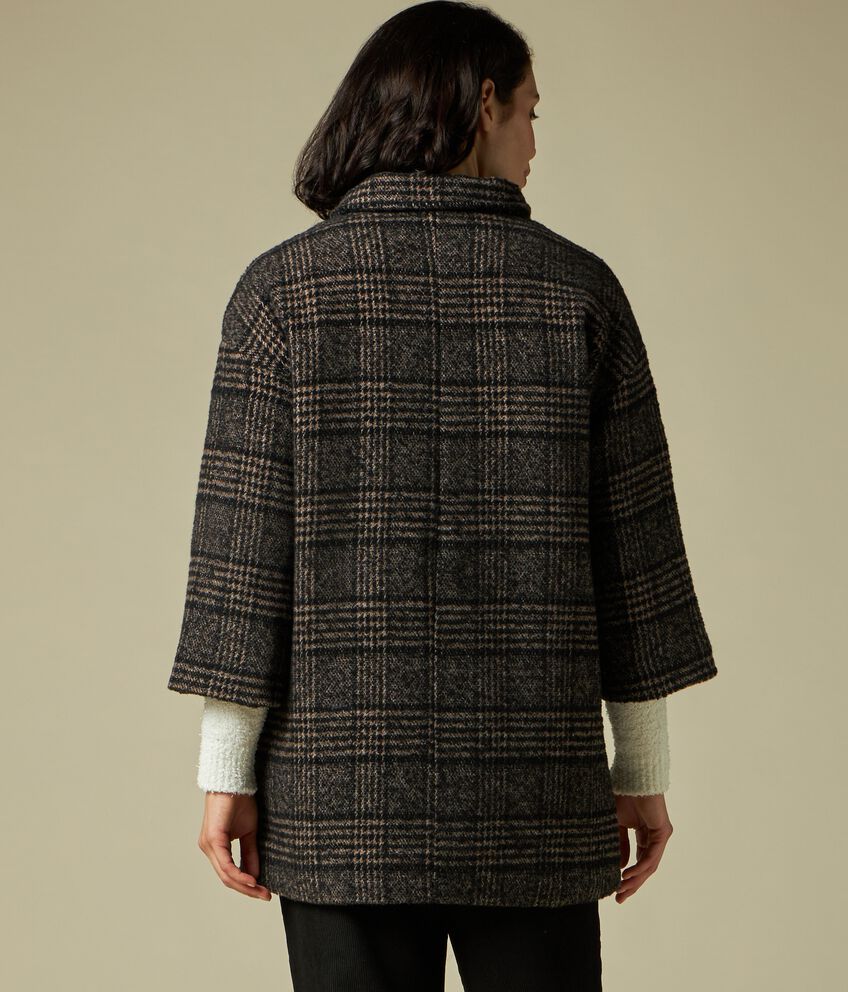 Cappotto misto lana a quadri donna double 2 cotone