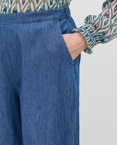Pantaloni dritti chambray in puro cotone donna detail 2