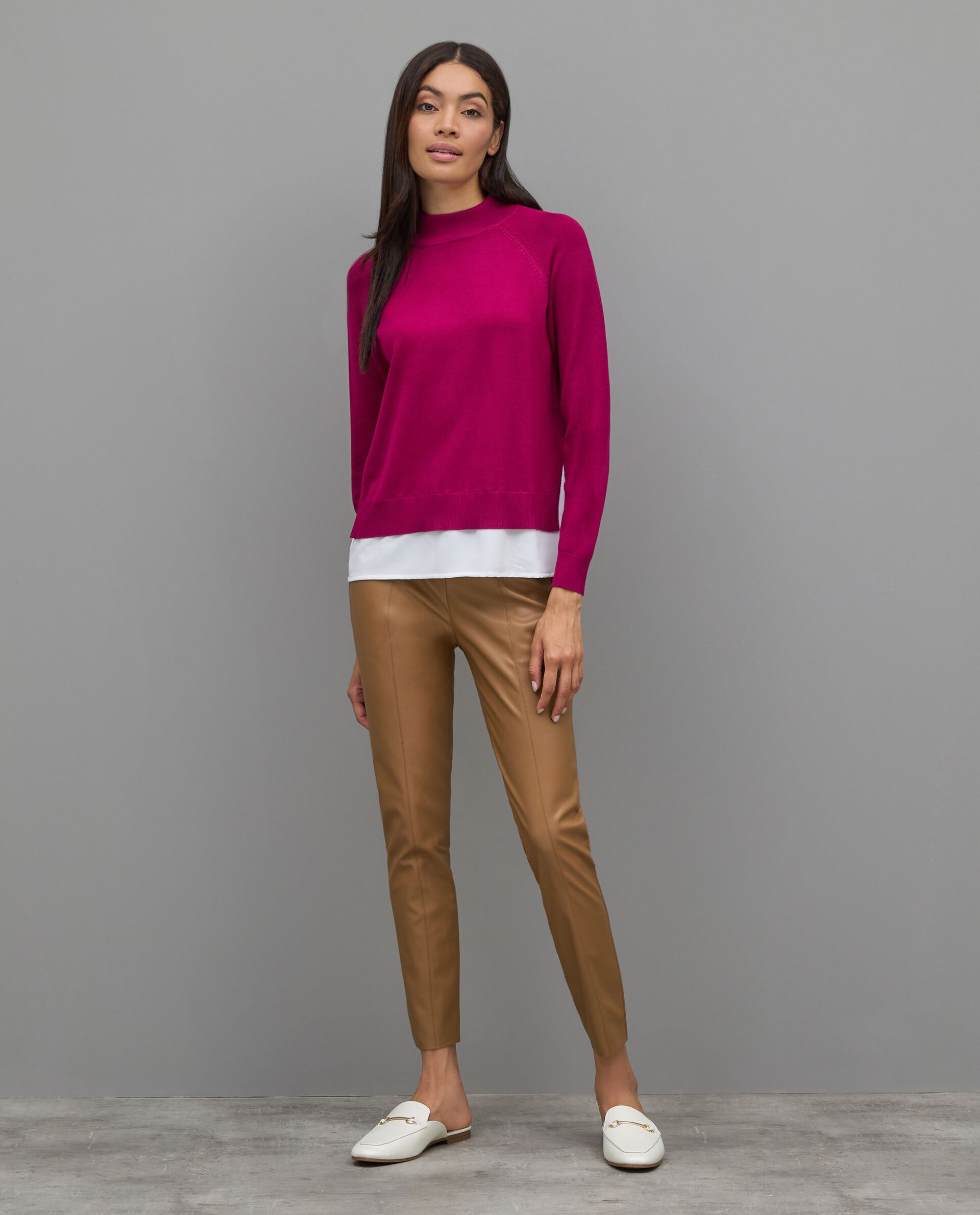 Leggings cropped in ecopelle donna