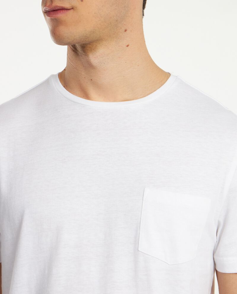 T-shirt in cotone misto lino con taschino uomo single tile 2 lino