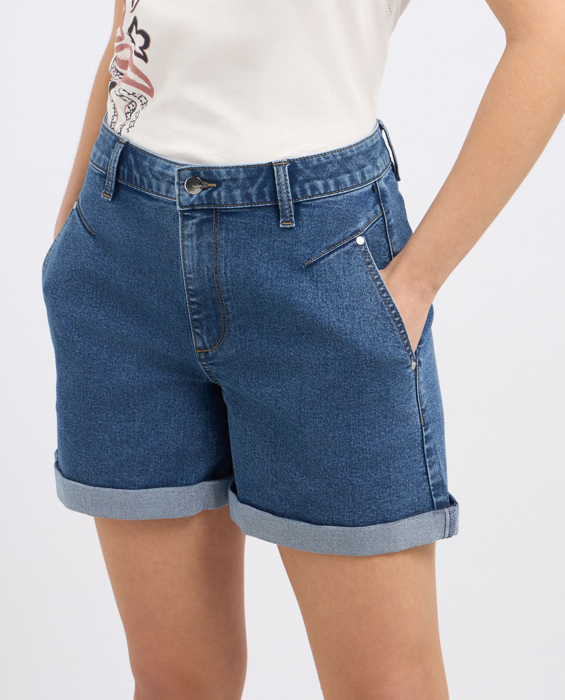 Shorts in denim di misto cotone donna