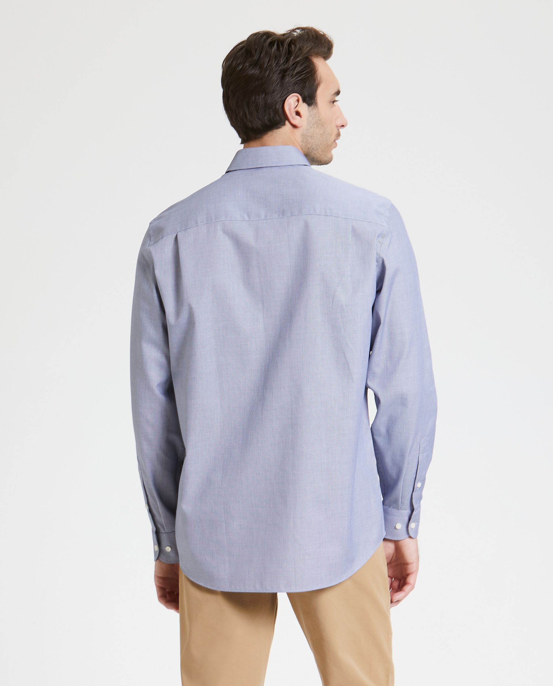 Camicia con micro quadretti in puro cotone uomo