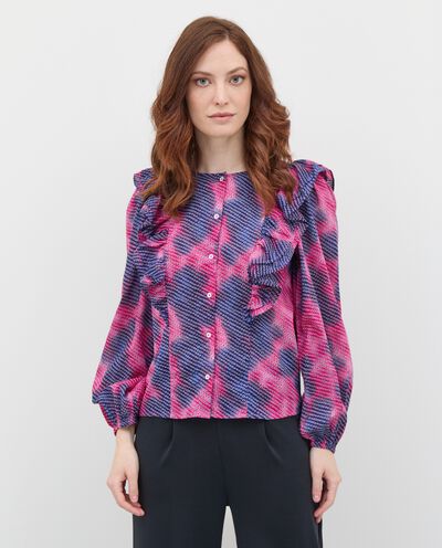 Blusa con rouche multicolor in puro cotone donna detail 1