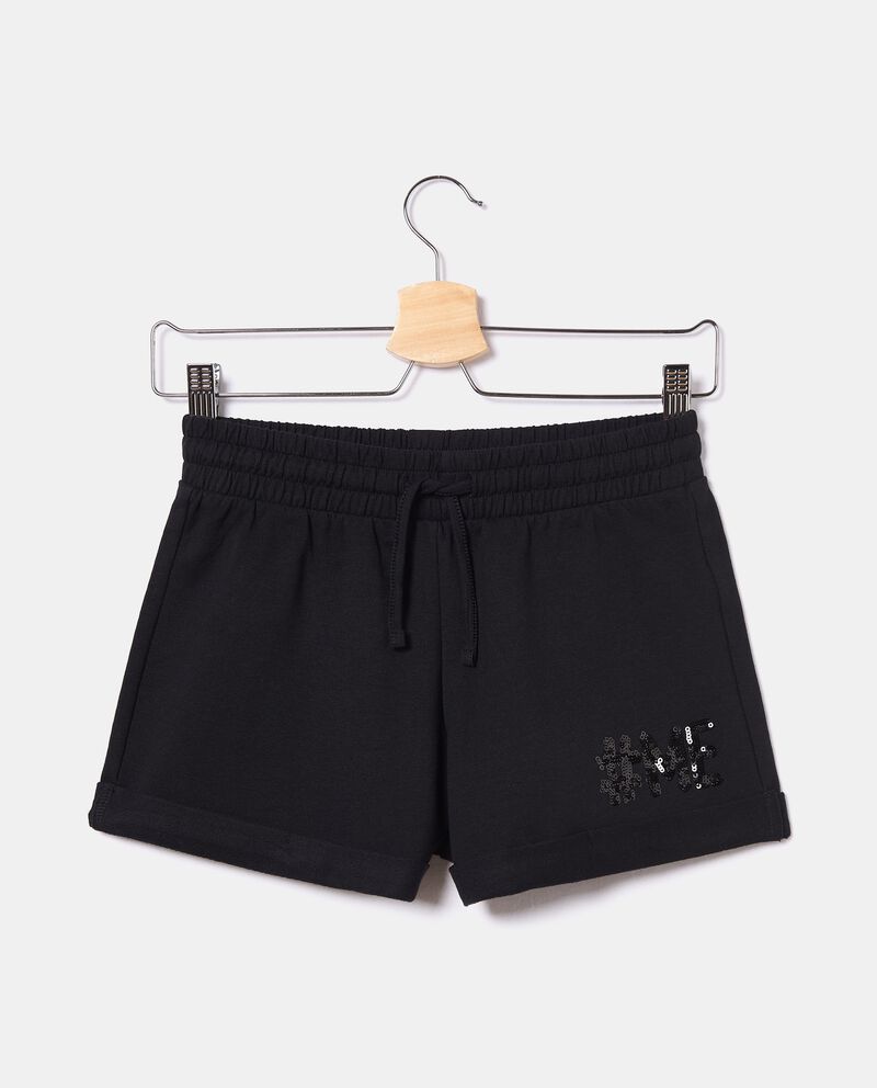 Shorts in felpa di cotone elasticizzato con paillettes ragazza single tile 0 