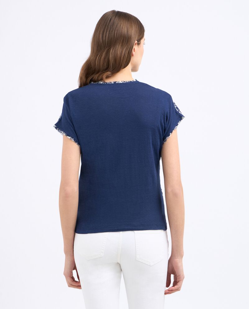 T-shirt in misto lino con stampa donna single tile 1 lana