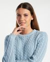 Maglia in tricot di puro cotone a trecce donna