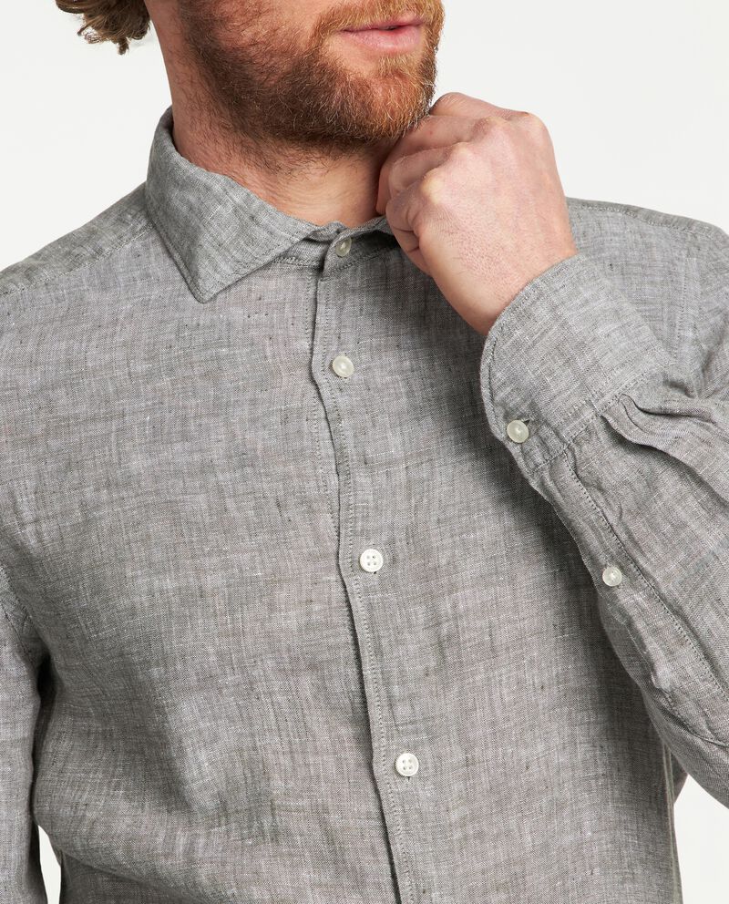 Camicia in puro lino slim fit uomo single tile 2 cotone