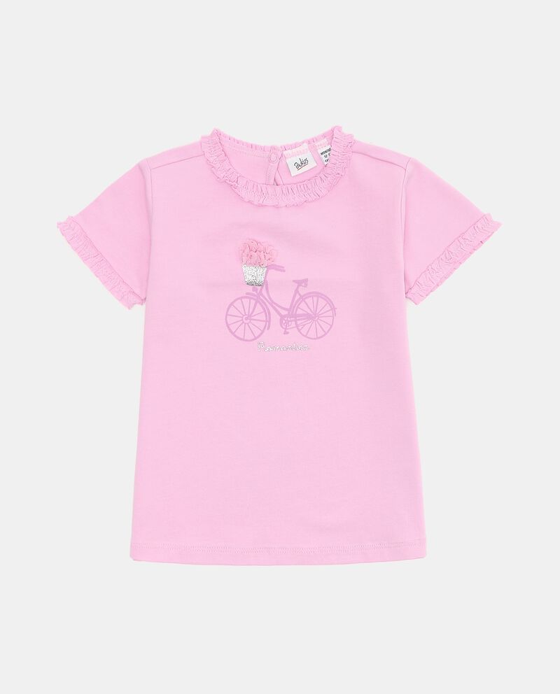 T-shirt con stampa e bordi arricciati in cotone elasticizzato neonata cover