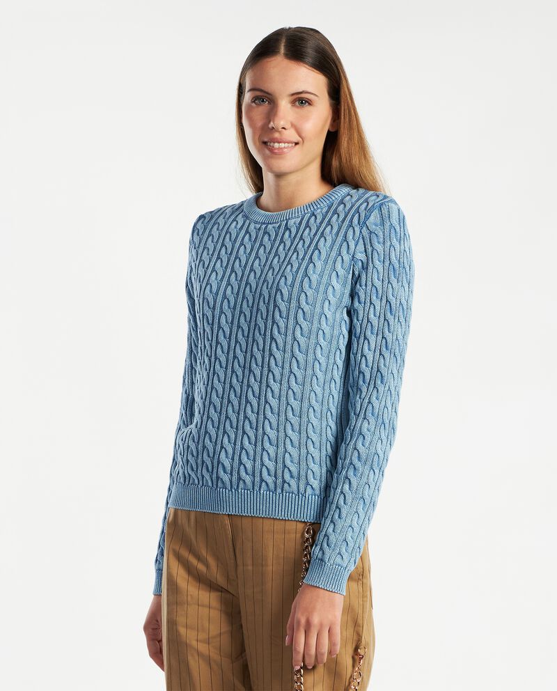 Maglia in tricot di puro cotone a trecce donna single tile 0 